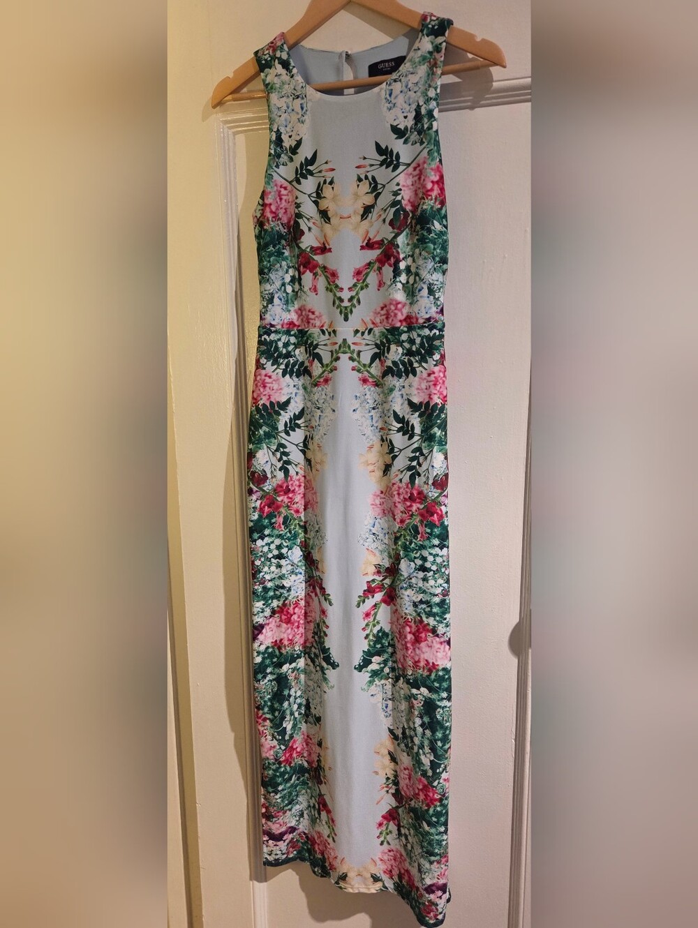 Guess Floral Maxi Dress in Light Blue, Green, Pink